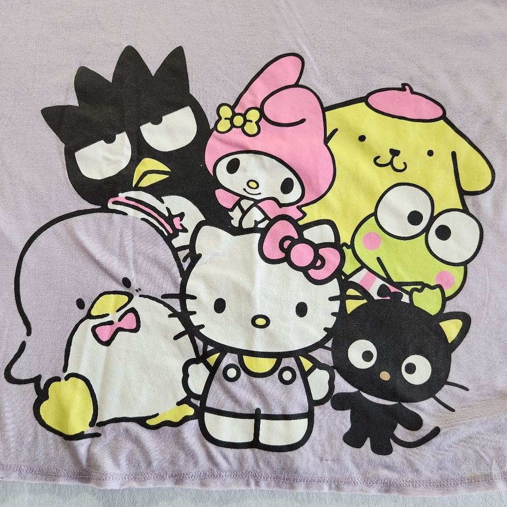 Hello Kitty & Friends Womens Lilac Cropped Graphic  Tee Size Large - Picture 3 of 8